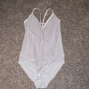Silver Suede Body suit